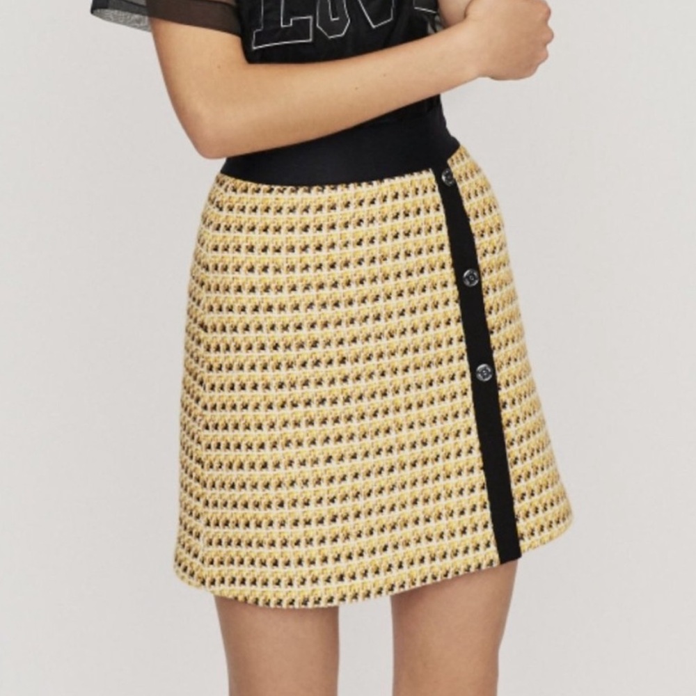 Maje Yellow Tweed Jisidore Skirt